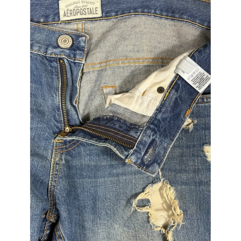 Aeropostale Bowery‎ Slim Straight Distressed Ripped Jeans Mens Size 34x32